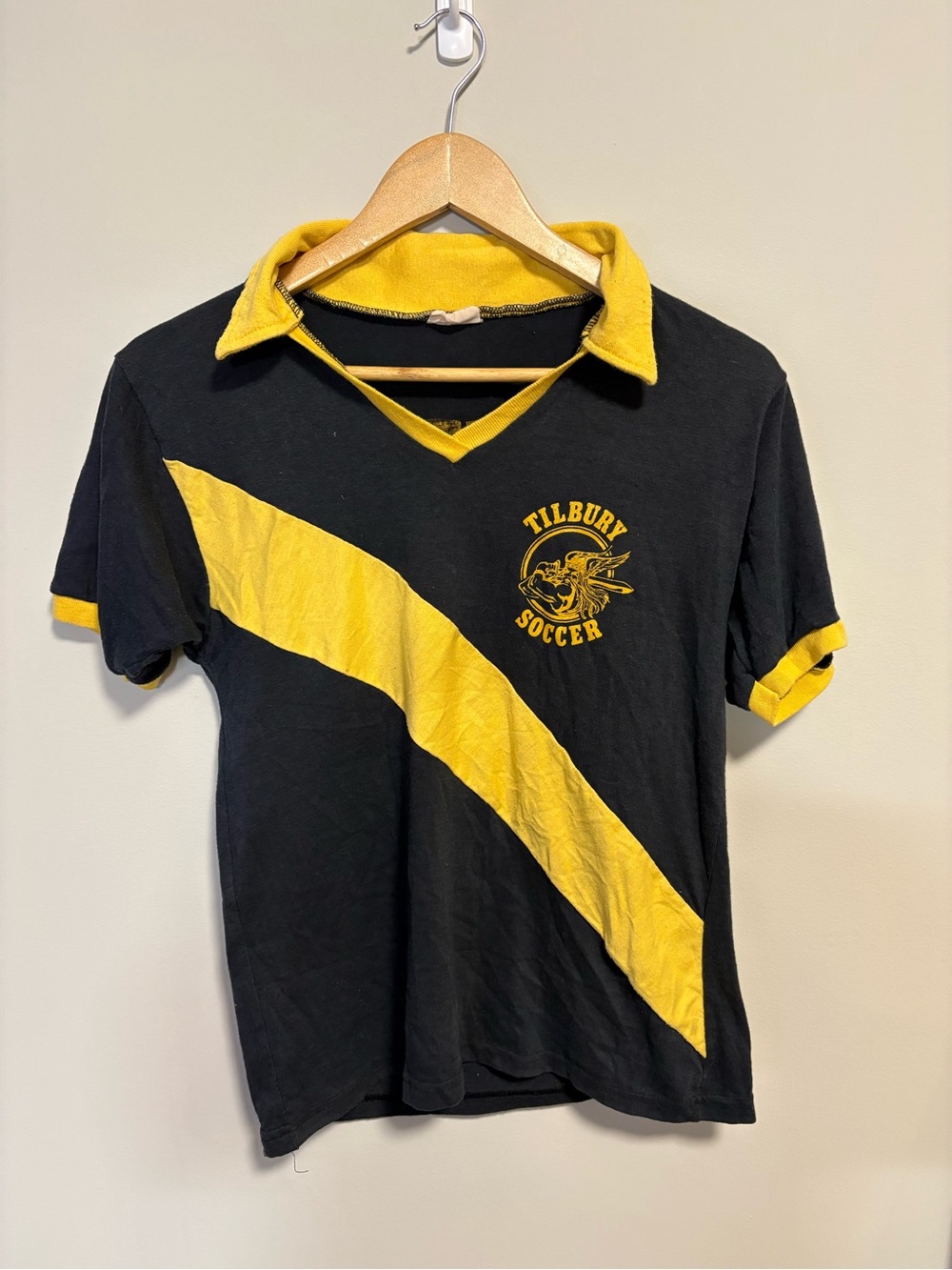 Vintage 70s Tilbury Soccer Black Yellow Shirt